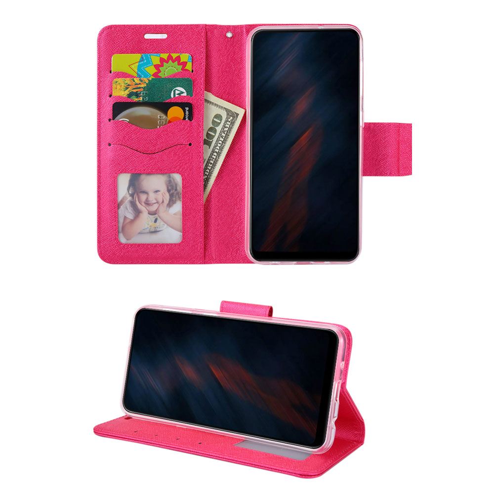 Tuff Flip PU Leather Simple WALLET Case for Samsung Galaxy Note 20 (Hot Pink)